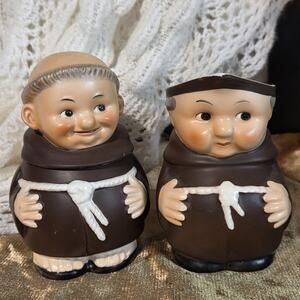 Vintage Goebel Friar Tuck With Toes Monk Figurines Sugar Bowl & Creamer25
